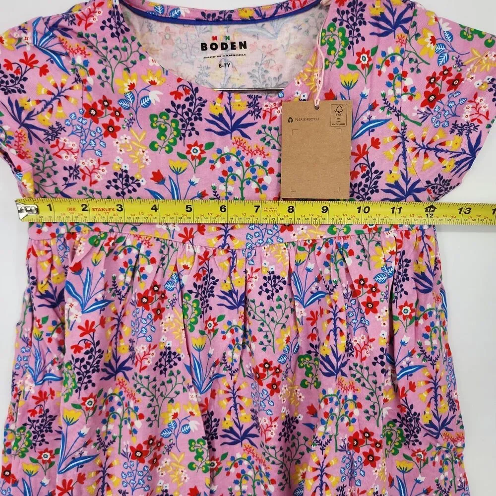 Mini Boden 6-7Y Pink Floral Blossom Ariel Twirly Jersey Dress NWT